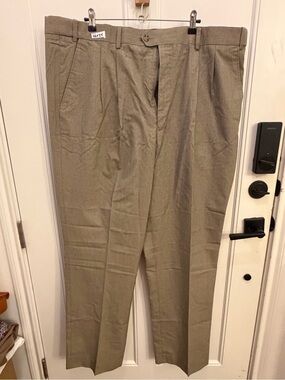NWT CM Gold Series Men's Pleated Dress Pants Tan Heather Size 46x34 Big & Tall